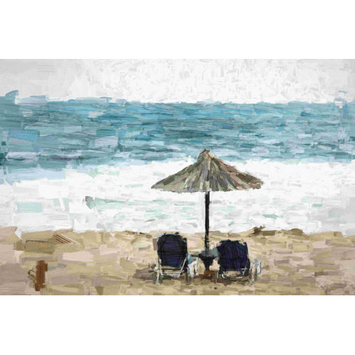 Highland Dunes Chairs And Umbrella Wrapped Canvas Print Wayfair